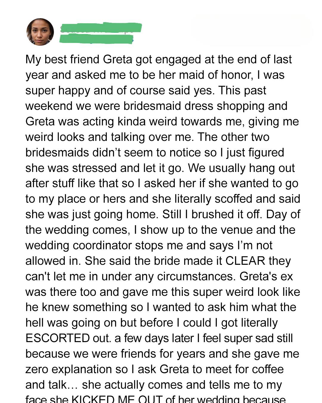 My Best Friend Asked Me to Leave Her Wedding Without Explaining Why — The Truth Ended Our Friendship Forever